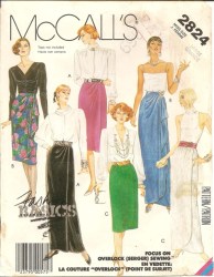 2824 MCCALLS FRONT WRAP DRAPED OR NOT SKIRT PATTERN XL 22-24 OR MED 14-16 CHOICE